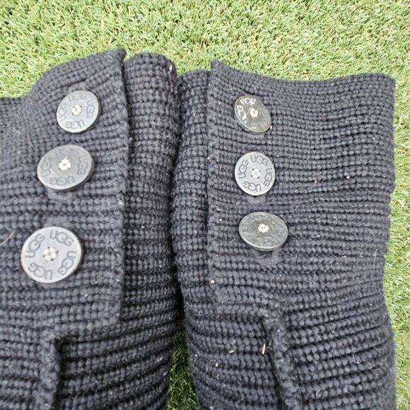 UGG Australia Classic Cardy Knit Boot Womens Size 8 Wool Black Buttons Fold Over - Picture 6 of 14